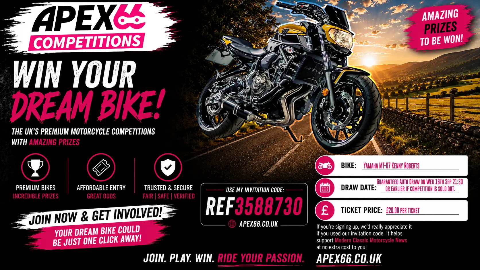 This Week's Featured Motorcycle Apex66 Competition | Yamaha Mt-07 Kenny Roberts