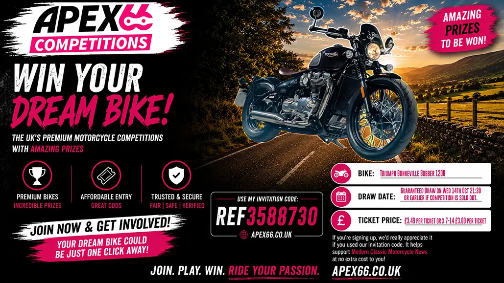 Win A Triumph Bonneville Bobber 1200 With Apex66 Competitions